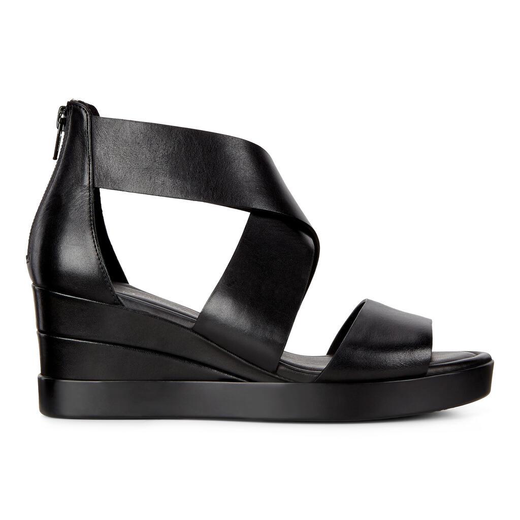 Sandales Compensées Ecco Shape Plateaus Femme Noir 4658-DYCBE